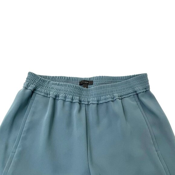 J Crew Pull-On Crepe Trouser Pant Tulip Hem Preppy Classic Teal Blue size 8 - Picture 2 of 7
